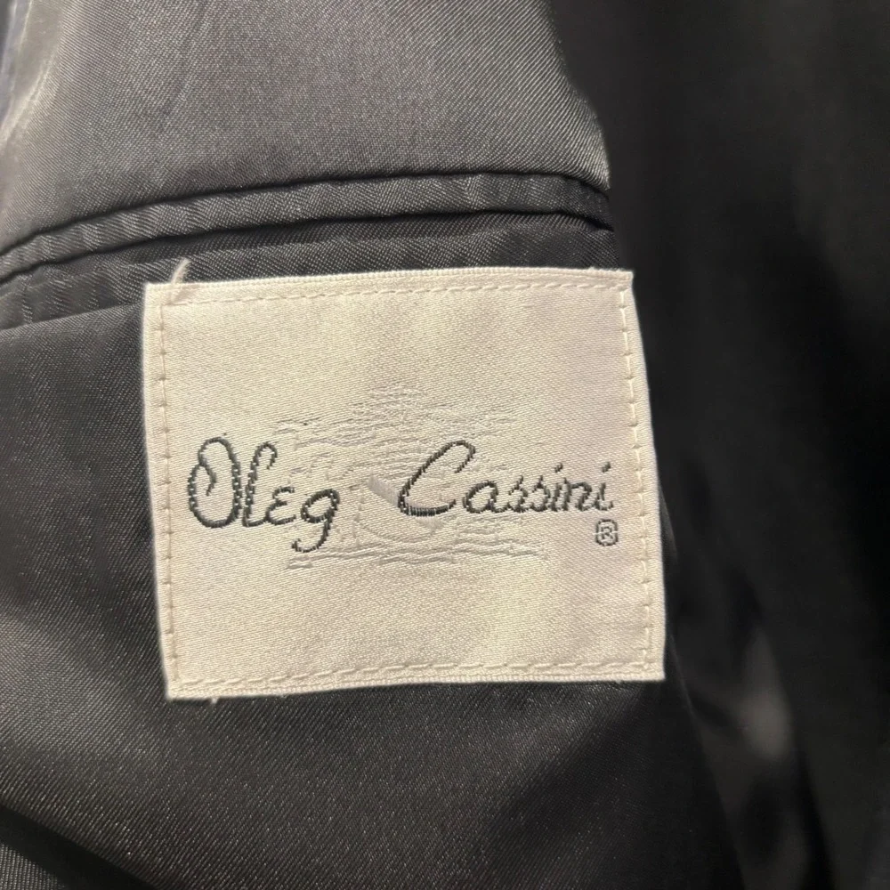 Oleg Cassini Mens Pinstripe Double Breasted Blazer Blue Peak Lapel Jacket 48R